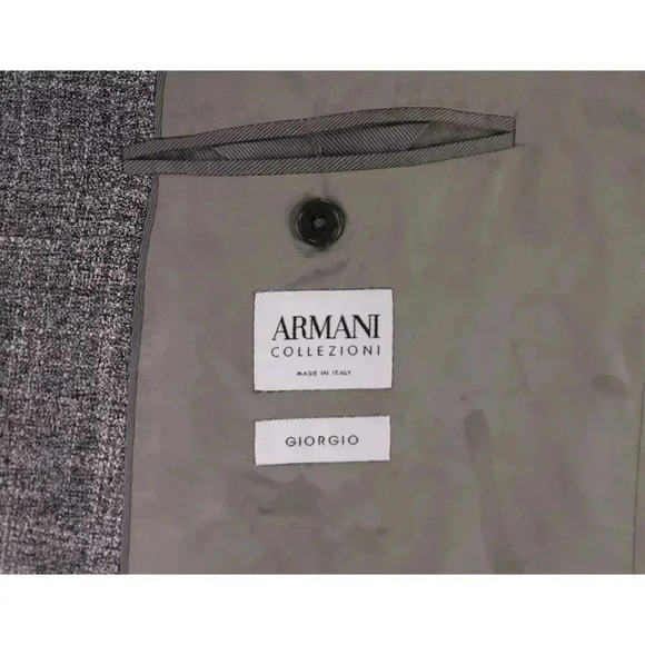 Armani Collezioni Current Silver/Black Woven Viscose 2-Btn Sportcoat Blazer 44L - Picture 8 of 11